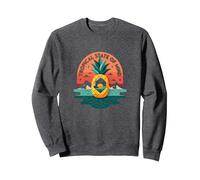 Tropical State of Mind Pineapple Paradise Beach, hawaiani Felpa, Unisex per Adulti, Grigio Scuro, M