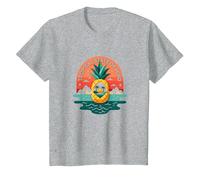 Tropical State of Mind Pineapple Paradise Beach, hawaiani Maglietta, Bambini, Grigio Melange, 6 Anni