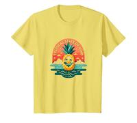 Tropical State of Mind Pineapple Paradise Beach, hawaiani Maglietta, Bambini, Limone, 12 Anni