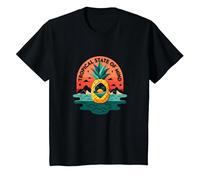 Tropical State of Mind Pineapple Paradise Beach, hawaiani Maglietta, Bambini, Nero, 4 Anni