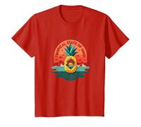 Tropical State of Mind Pineapple Paradise Beach, hawaiani Maglietta, Bambini, Rosso, 12 Anni