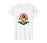 Tropical State of Mind Pineapple Paradise Beach, hawaiani Maglietta, Donna, Bianco, L