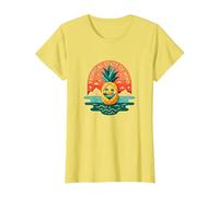 Tropical State of Mind Pineapple Paradise Beach, hawaiani Maglietta, Donna, Limone, L