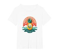Tropical State of Mind Pineapple Paradise Beach, hawaiani Maglietta, Donna Plus-Size, Bianco, 6X