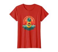Tropical State of Mind Pineapple Paradise Beach, hawaiani Maglietta, Donna, Rosso, XL