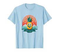 Tropical State of Mind Pineapple Paradise Beach, hawaiani Maglietta, Uomo, Celeste, XXL