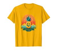 Tropical State of Mind Pineapple Paradise Beach, hawaiani Maglietta, Uomo, Oro Brillante, M