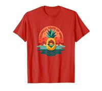 Tropical State of Mind Pineapple Paradise Beach, hawaiani Maglietta, Uomo, Rosso, S
