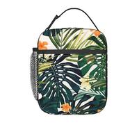 Tropical Summer Hawaiian Flower Palm Leaves Stampa Portatile Isolato Lunch Bag Riutilizzabile Pasto Tote Lavoro Viaggi Picnic all'aperto Casual