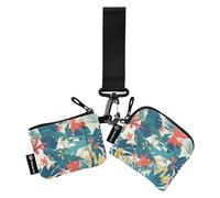 Tropical Summer Leaves Portafogli da donna Custodie per carte di credito Slim staccabile portamonete borsa a portafoglio con cinturino da polso per uso quotidiano 2 pezzi monedero y tarjetero para