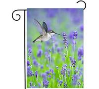 Tropical Summer Spring Hummingbird Bird In Purple Lavender Flower Flowers Flag Resistente Alle Intemperie Bandiera Durevole Bandiere Per Cortile Interno Esterno 30X45Cm