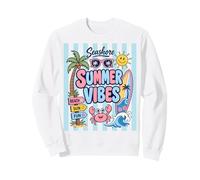 Tropical Summer Vibes Crab Surfboard e Grafica con Palme da Spiaggia Felpa