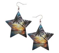 Tropical Sunset - Orecchini da donna alla moda, orecchini pendenti celesti, gioielli a forma di stella per un versatile, One Size, Pelle