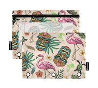 Tropicale colorato fenicottero speranza Totem raccoglitore sacchetti con cerniera con finestra trasparente astuccio colorato grande capacità cartelle tasca per 3 per forniture per ufficio multicolore