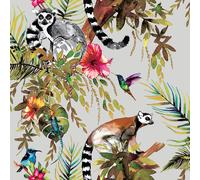 Dutch wallcoverings carta da parati motivo lemure argento