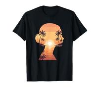 Tropicale, Tramonto, Ragazza, Silhouette, Spiaggia, Oceano Maglietta