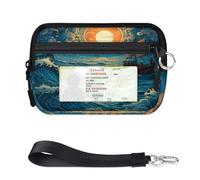 TropicalLife 3D Ocean Vintage Ship Portafoglio per Donne Uomini Bambini Ragazze Ragazzi Borse Mini Zip Card Case con Finestra ID Leggero Portatile Piccola Borsa Organizzatore per Carte