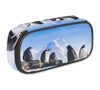 TropicalLife Astuccio in pelle PU con pinguino della costa antartide, astuccio per matite con pinguino, astuccio con cerniera, borsa per cosmetici, per bambini, ragazze, ragazzi, uomini, donne,