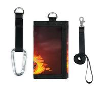 TropicalLife Fire Music - Portafoglio per chitarra elettrica, sottile, piccola, tascabile, organizer per denaro, borsa leggera e portatile