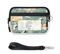 TropicalLife Flower Cranes Japan Portafoglio per donne, uomini, bambini, ragazze, ragazzi, gru, uccellini, mini porta carte con cerniera, con finestra d'identità, leggero, portatile, piccola borsa