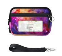 TropicalLife Galaxy Design Space Nebula Portafoglio per donne uomini bambini ragazze ragazzi borse mini zip card case con finestra ID leggero portatile piccolo portamonete organizzatore borsa