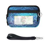 TropicalLife Galaxy Mandala Flower Wallet per donne uomini bambini ragazze ragazzi borse mini zip card case con finestra ID leggero portatile piccolo portamonete organizzatore borsa