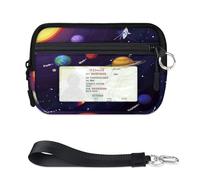 TropicalLife Galaxy Planet Cosmos Portafoglio per donne, uomini, bambini, ragazze, ragazzi, mini custodia con cerniera per carte d'identità, leggera, portatile, piccola borsa organizer per carte di