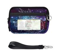 TropicalLife Galaxy Space Unicorn Portafoglio per donne, uomini, bambini, ragazze, ragazzi, mini custodia per carte con cerniera, con finestra per documenti, leggera, portatile, piccola borsa