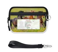 TropicalLife Horses Run Flower Wallet per donne, uomini, bambini, ragazze, ragazzi, cavalli, mini porta carte con cerniera, con finestra per documenti, leggera, portatile, piccola borsa organizer per
