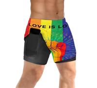 TropicalLife Love Rainbow Gay Pride Pantaloncini da corsa da uomo, ad asciugatura rapida, pantaloncini da allenamento sportivi da uomo con tasca per telefono 2 in 1 pantaloncini da allenamento in