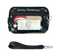 TropicalLife Merry Christmas - Portafoglio con bradipo carino per donne, uomini, bambini, ragazze, ragazzi, mini custodia per carte con cerniera, con finestra per documenti, leggera, portatile