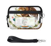 TropicalLife Mexico Coat of Arm Eagle Portafoglio per donne uomini bambini ragazze ragazzi borse mini zip porta carte con finestra ID leggero portatile piccolo portamonete organizzatore borsa