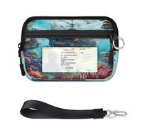 TropicalLife Ocean Underwater World Ship Portafoglio per donne uomini bambini ragazze ragazzi borse mini zip porta carte con finestra ID leggero portatile piccola borsa organizer per carte di credito