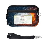 TropicalLife Pallavolo Fire Water Portafoglio per donne, uomini, bambini, ragazze, ragazzi, pallavolo, pallavolo, mini custodia per carte con cerniera con finestra d'identità, leggera, portatile
