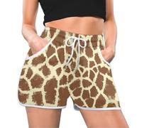 TropicalLife Pantaloncini da donna con coulisse e tasche con stampa giraffa (codice S), pantaloni casual larghi per sport, palestra, spiaggia, pantaloni estivi, Colore, S