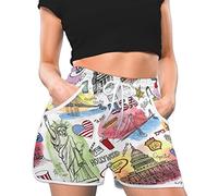 TropicalLife Pantaloncini da donna New York America Liberty Flag Beach Shorts Costume da bagno a vita alta Shorts per nuoto sportivo Yoga Home Wear, S, multicolore, M