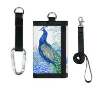 TropicalLife Peacock Blue Flowers Wallet Slim Small Pocket Money Organisers Bag Pavone Bird Leggero Portatile Cambiamento Borsa