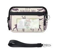 TropicalLife Pine Forest Bellissimo portafoglio con cervo per donne, uomini, bambini, ragazze, ragazzi, mini custodia per carte con cerniera con finestra d'identità, leggera, portatile, piccola borsa