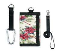 TropicalLife Poinsettia Flowers Christmas Wallet Slim Small Pocket Money Organisers Bag Flowers Light Portable Change Purse