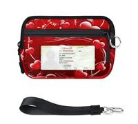 TropicalLife Portafoglio a forma di cuore di San Valentino per donne, uomini, bambini, ragazze, ragazzi, portamonete con cuore rosso, mini custodia per carte con cerniera con finestra d'identità