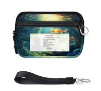TropicalLife Portafoglio a tema Ocean Underwater World per donne, uomini, bambini, ragazze, ragazzi, mini custodia per carte di credito con cerniera con finestra per documenti d'identità, borsa