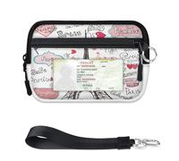 TropicalLife Portafoglio a tema Parigi per donne, uomini, bambini, ragazze, ragazzi, Torre Eiffel, mini porta carte con cerniera, con finestra per documenti, leggero, portatile, piccola borsa