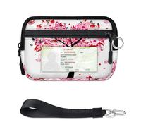 TropicalLife Portafoglio con fiori e farfalle, per donne, uomini, bambini, ragazze, ragazzi, San Valentino, fiori, albero, mini custodia per carte con cerniera, con finestra per documenti, leggera