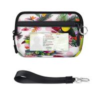 TropicalLife Portafoglio con fiori topici tucano per donne, uomini, bambini, ragazze, ragazzi, mini custodia per carte con cerniera con finestra d'identità, borsa organizer leggera e portatile per