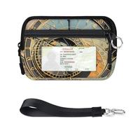 TropicalLife Portafoglio con stampa astronomica per donne, uomini, bambini, ragazze, ragazzi, astronomico, vintage, mini porta carte con cerniera, con finestra per documenti, leggera, portatile