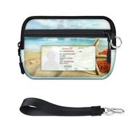 TropicalLife Portafoglio da spiaggia per donne, uomini, bambini, ragazze, ragazzi, oceano, spiaggia, stelle marine, mini custodia per carte con cerniera, con finestra per documenti, leggera, portatile