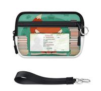 TropicalLife Portafoglio Fox Cartoon per donne, uomini, bambini, ragazze, ragazzi, volpi, mini porta carte con cerniera, con finestrella per documenti, leggero, portatile, piccola borsa organizer per