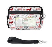 TropicalLife Portafoglio natalizio con cervi e fiocchi di neve per donne, uomini, bambini, ragazze, ragazzi, mini custodia per carte con cerniera con finestra d'identità, leggera, portatile, piccola