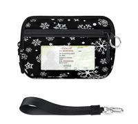 TropicalLife Portafoglio natalizio con fiocchi di neve per donne, uomini, bambini, ragazze, ragazzi, fiocchi di neve invernali, mini custodia con cerniera per carte d'identità, borsa organizer leggera