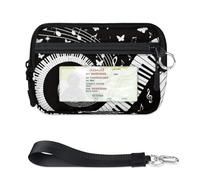 TropicalLife Portafoglio per appunti con pianoforte e musica astratta per donne, uomini, bambini, ragazze, ragazzi, mini custodia per carte con cerniera con finestra d'identità, borsa organizer